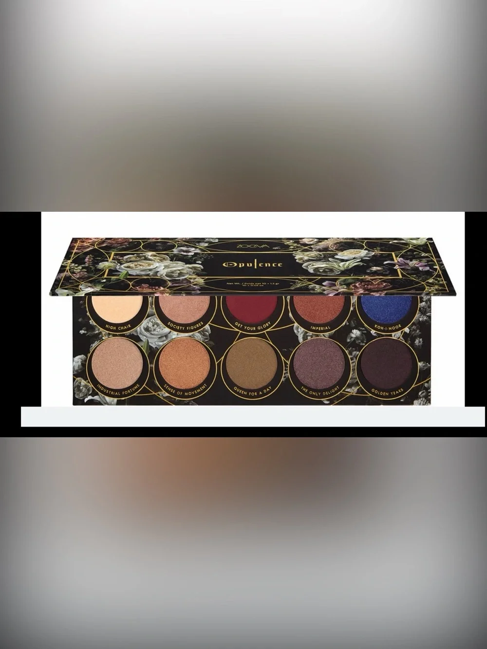 ZOEVA Opulence Eyeshadow Palette — Cream, Pink, Red, Orange, Brown, Blue, Gold
